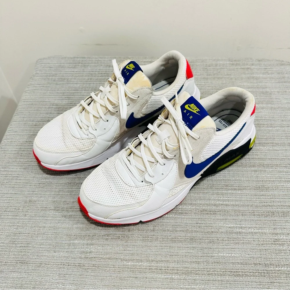 Size 12 -Nike Air Max Excee Hyper Blue White Red‎ Leather Tan Suede (CD4165-101)